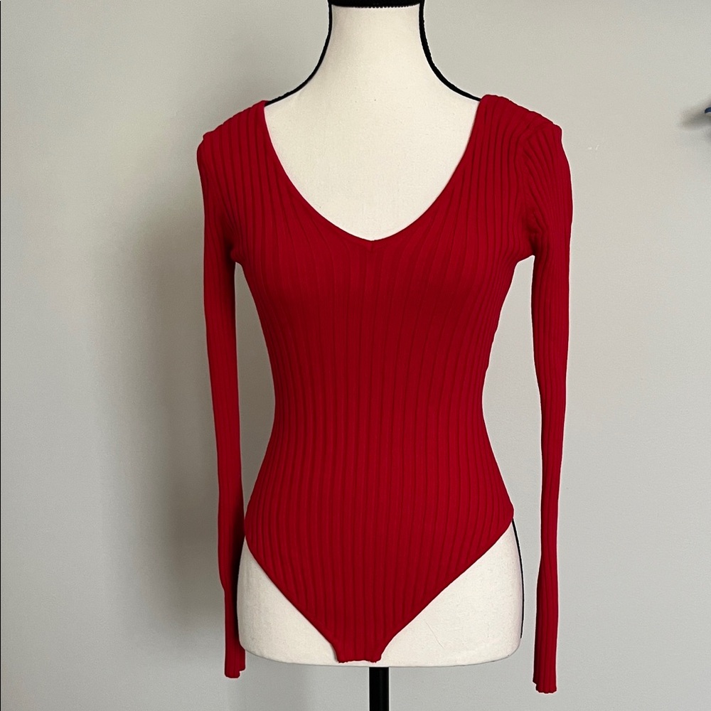 Hera Collection Red Ribbed Bodysuit